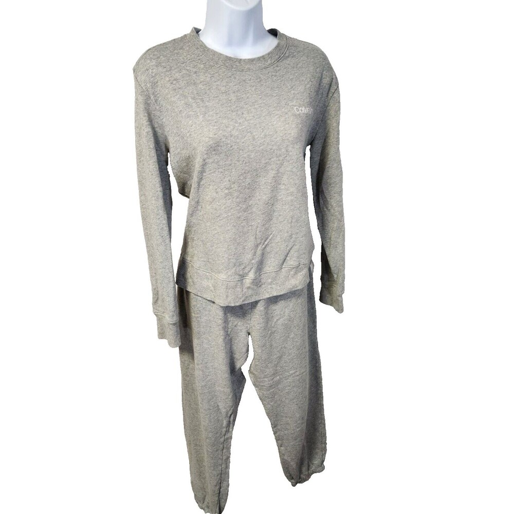 Calvin Klein Women’s 2-Piece Pajama Set | Long Sleeve Jogger, Gray, Size M, GUC